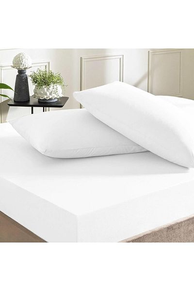 LUXE Cotton Rf Plain Basic Bed Sheet White Double Lxshp 1055529