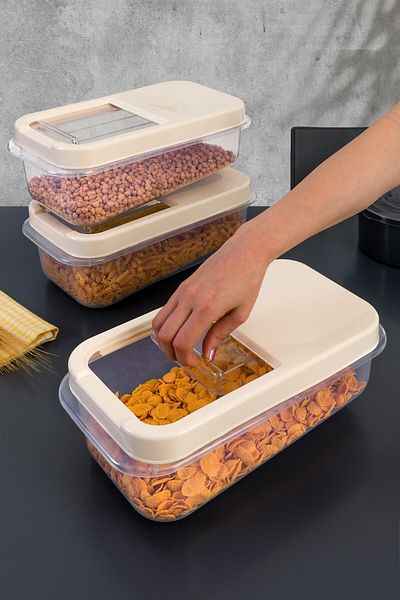BRAMBLE LIFE 5 Liter X 3 Piece Lidded Multi-Purpose White Food Storage Container for Legumes Spices Flour Detergents