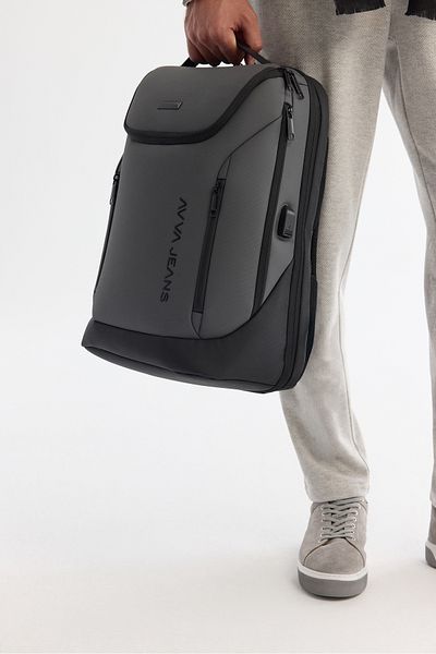 Avva Ανδρικό γκρι σακίδιο πλάτης με καλώδιο USB με είσοδο και σύστημα κλειδώματος A42Y9128
