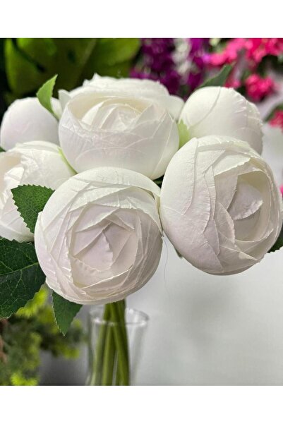 Nettenevime Yapay Çiçek 10lu Süt Beyaz Şakayık Demeti Erengül Gelin Buketi Çiçeği