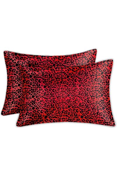 STOREMAX Ezg Pillow Case 100% Silk Satin 2 Pieces Luxury Pillow Case Red Leopard Ezsnshop 1065757