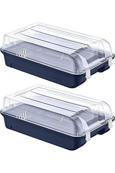 Mu Art Ahşap Mrt Set of 2 Women's Navy Blue Shoe Box Art 871301