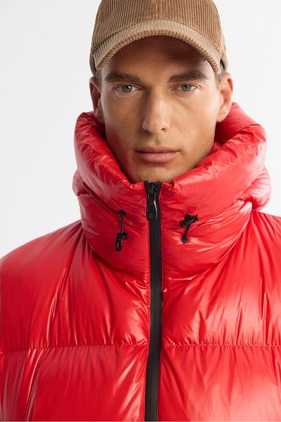 Avva Red Men's down Jacket - Hood, Water Repellent, Windproof, -20 Degree Resistant A42Y6182