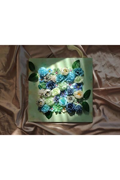 Home El yapımı dekoratif hediyelik yapay çiçekli kanvas tablo