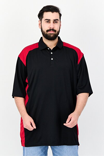 FeatherLite Men Plus Size Two Tone Short Sleeves Polo, Black
