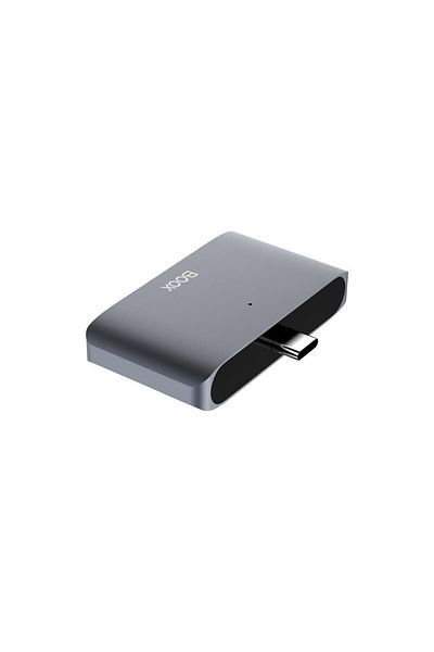 BOOX Hub USB-C BOOX, OTG/TF/SD Smart Card Reader, pentru E-book Reader Onyx Boox, Gri