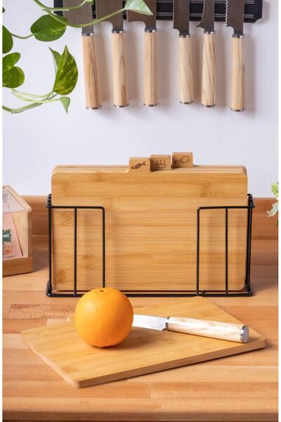 Janset لوح تقطيع من الخيزران مع 4 حوامل