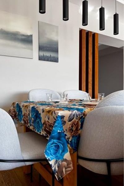 STOREMAX & Laurel Printed Washable Tablecloth Kitchen Garden Picnic Tablecloth Blue Heavy