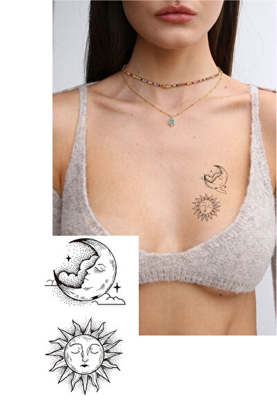 TAKIŞTIR Geçici Ay Ve Güneş Figürlü Mini Dövme Tattoo