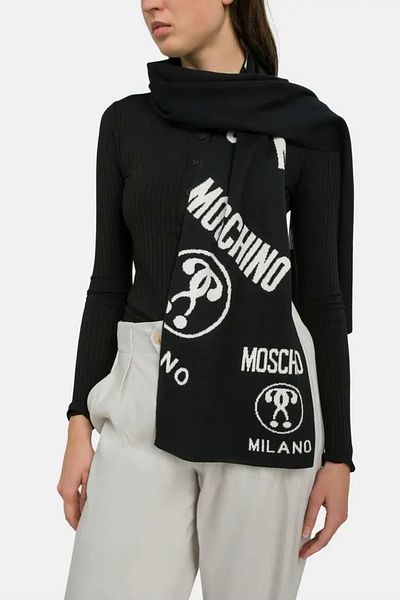 Moschino Wool blend scarf with contrasting logo pattern