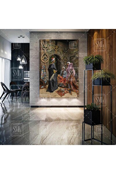 SML TABLO Osmanlı Halı Tüccarları Oryantel Sanat Dekor Dikey Kanvas Tablo