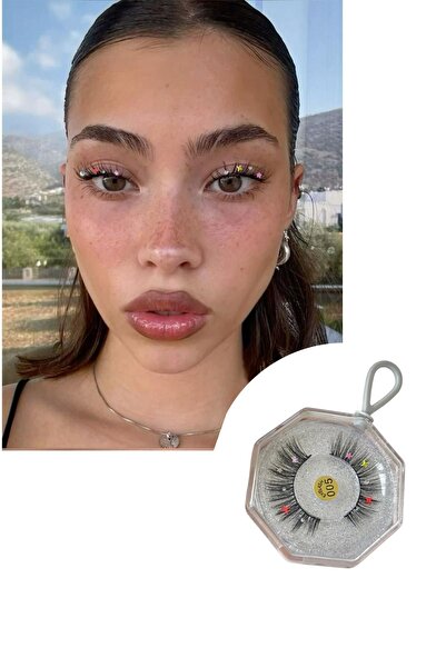 TAKIŞTIR Siyah Renk Taş Detaylı Takma Kirpik 005