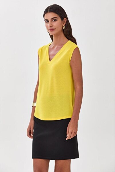 İKİLER V Yaka Mini Kollu Bluz 025-1010