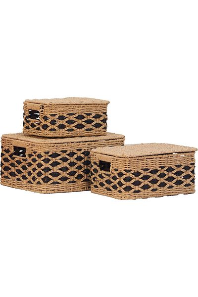 STOREMAX Ezg 3-Piece Wicker Covered Saddle Basket – Laundry Basket, Toy Storage Box, Trash Organizer,