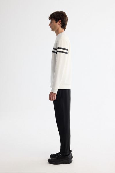 Avva Ανδρικό φούτερ Ecru Crew Neck Βαμβακερό εμπριμέ ελαστάνη A42y1284