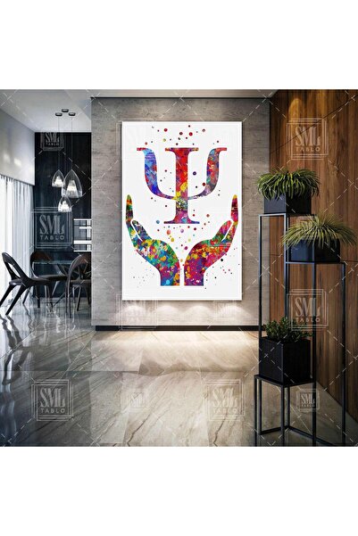 SML TABLO Psikolog Büro Psikoloji Psi Sembolu Rengarenk Eller Dekorasyon Dike...