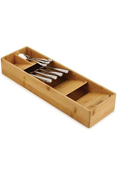 STOREMAX Ezg Joseph Compact Cutlery Drawer Organizer, 5 Compartments, for 24+ Pieces - Bamboo Ezsn
