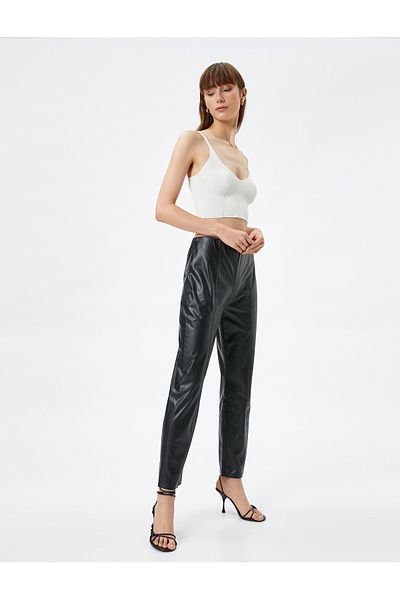 Koton Faux Leather Skinny Trousers