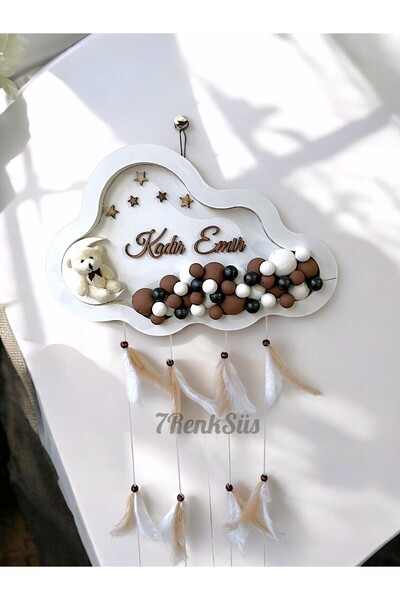 7Renk Kişiye Özel Led Işıklı Bulut Kapı Süsü İsimli Hastane Odası Kız & Erkek Bebek Kapı Panosu