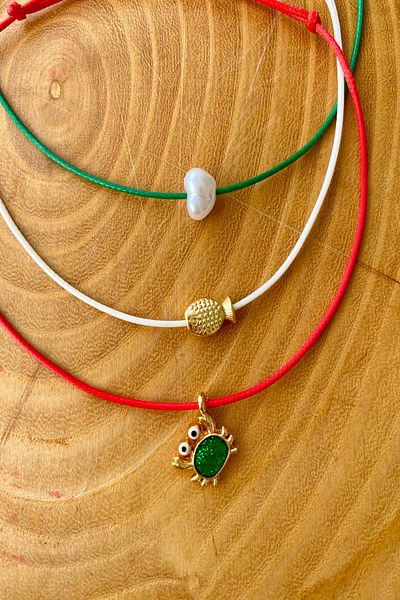 Shepidi 3Pcs Crab Fish Red Green White Korean Rope Slide Lock Weave Anklet