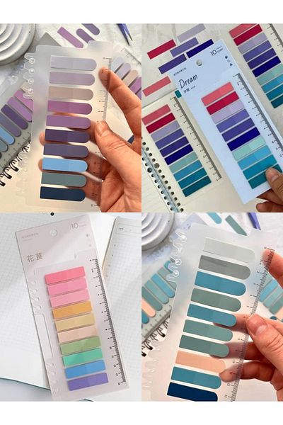 ÖZ OFİS Pastel Tones 800 Sheets with Clear Ruler Postit Note Paper Set 4 Pcs Set-1