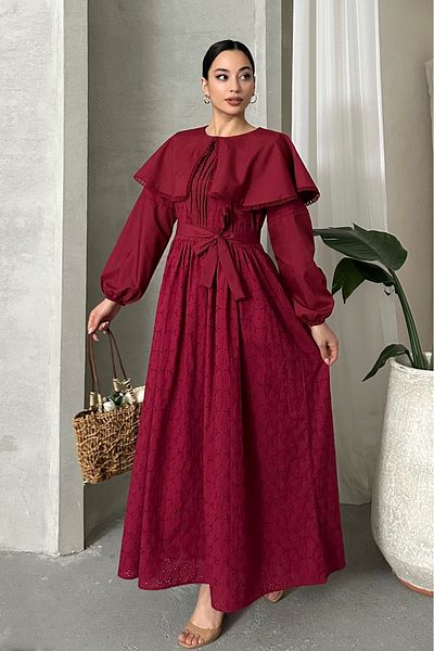 ASEDE Imported Special Design Cloak Collar Lined with Belt 100% Cotton Fisto Dress Suitable for Testture