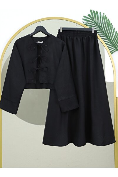 HİJABAYA Σετ λινό με δαντέλα μπροστά και ελαστική φούστα στη μέση