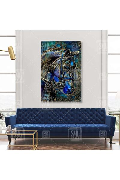 SML TABLO Pictură verticală pe pânză cu forme abstracte de cal nobil, simbolu...