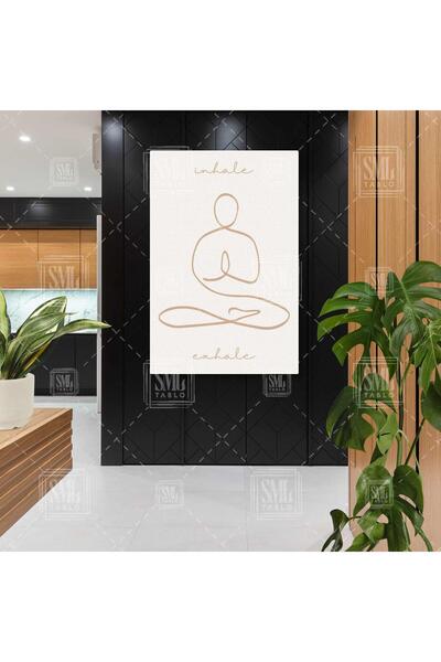 SML TABLO Inhale Exhale Yoga Minimal Dikey Kanvas Tablo