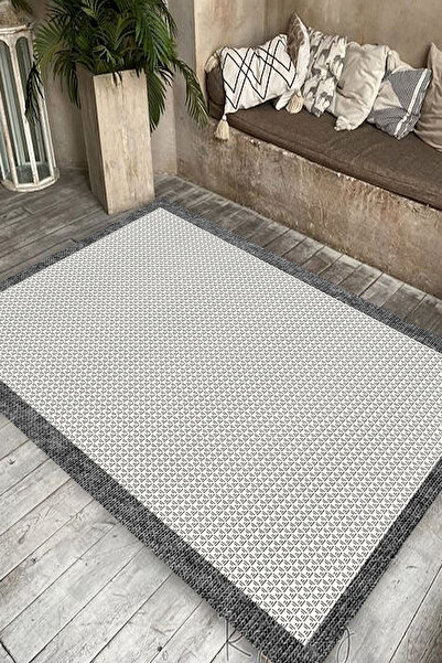 AOKİ Dekoratif Jüte Sisal görünümlü Süngersiz Dot taban Kilim