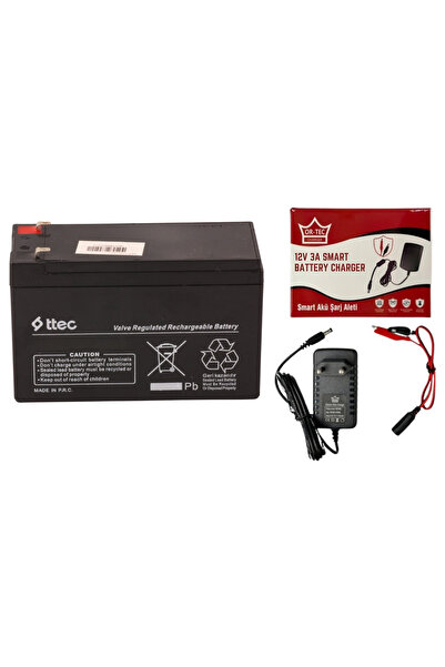 Ttec AKÜLÜ OYUNCAK ARABA İÇİN 12V 7AH AKÜ VE 3 AMPER AKÜ ŞARJ ALETİ