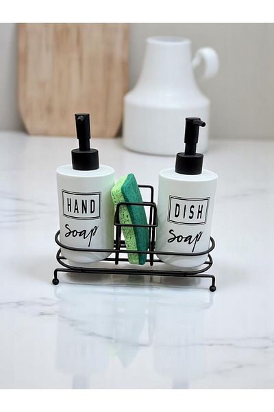 safestore Pinterest Liquid Soap Dispenser Kitchen Bathroom Set of 2 500 ml Fenomen Metal Stand with Sponge
