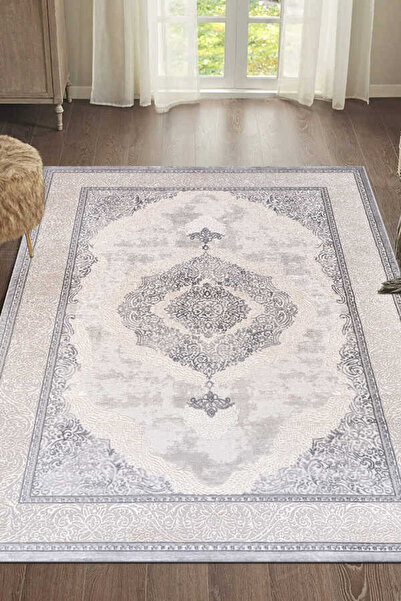 PUKA Rosso Gri Halı Yumuşak Oturma Odası Salon Çocuk Odası Mutfak Halısı P1200