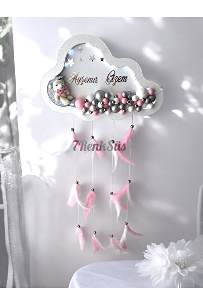 7Renk Ayıcıklı İsimli Bubble Renkli Toplu Ledli Bulut Bebek Kapı Süsü,Kız-Erkek Bebek Kapı Panosu