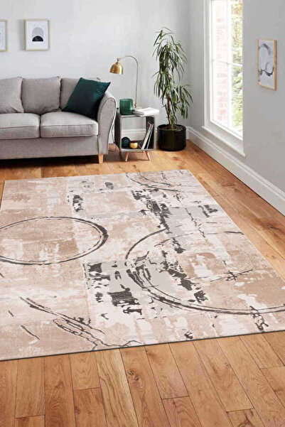 PUKA Rosso Bej Halı Yumuşak Oturma Odası Salon Çocuk Odası Mutfak Halısı P218A