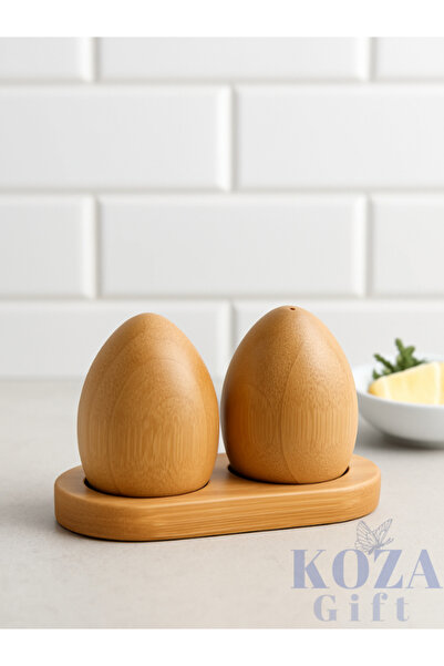 keyfisepet en keyifli sepet Bambu Yumurta Şekilli Tuzluk Biberlik Seti | Doğa...