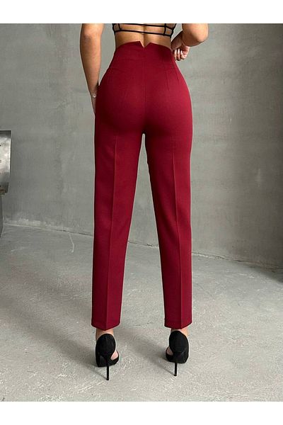 olalapasha New Season Women's Clamshell High Waist Tube Leg Fabric Pants