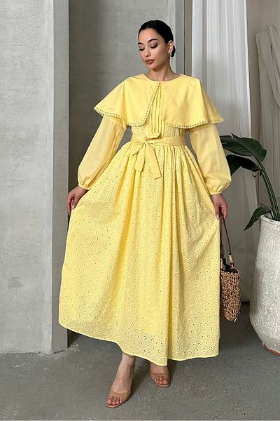 ASEDE Imported Special Design Cloak Collar Lined with Belt 100% Cotton Fisto Dress Suitable for Testture