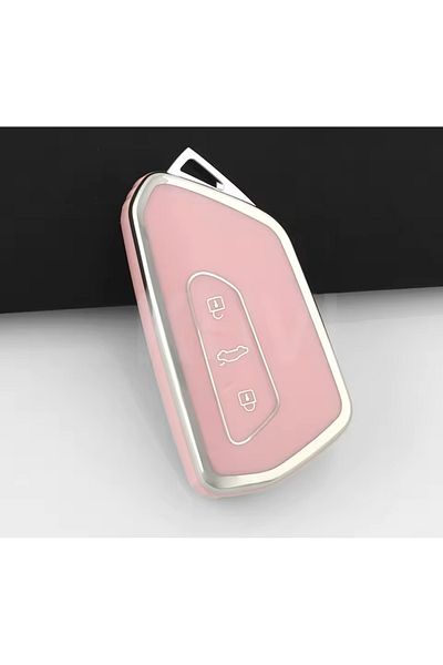 emii auto spare parts Seat Skoda Volkswagen Cupra Key Case Cover Pink/Silver