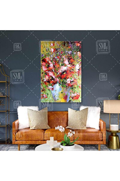 SML TABLO Vazoda Gelincik Demeti Dikey Kanvas Tablo
