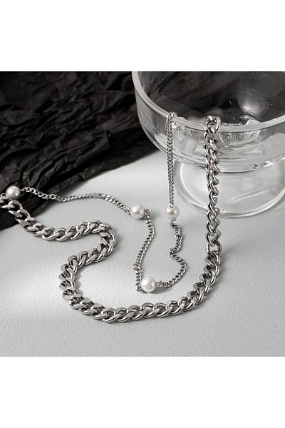 SIC MODA Titanium necklace with pearls Sic Moda 5366