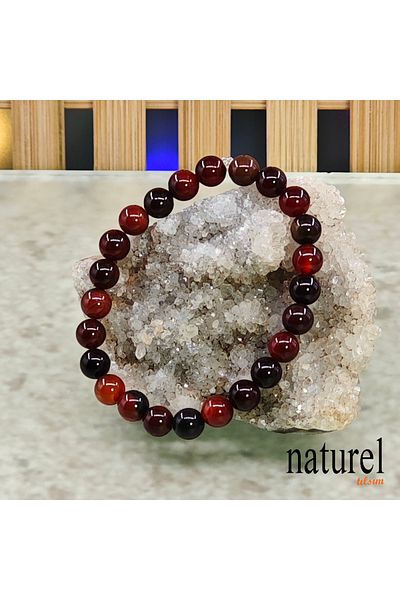 Naturel Tılsım Agate 8mm Natural Stone Unisex Bracelet