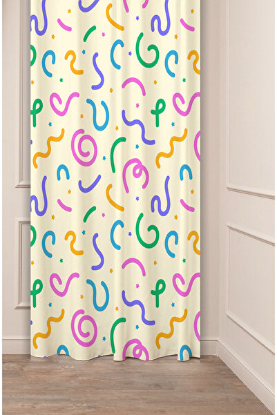 GREENDECOR Flori, frunze, dungi, model boem, design special, digital cu imprimeu (un singur aripă), perdea de fundal modernă și elegantă