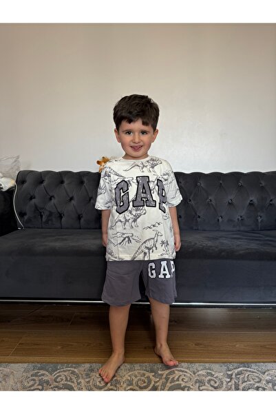JELİBOOM Dinosaur Organic 100% Cotton Boys Shorts Set