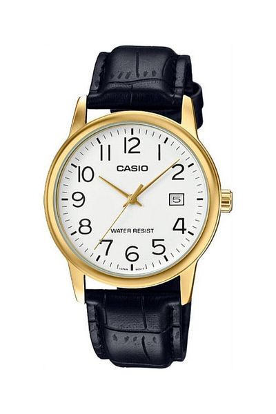 Casio Men's Wristwatch with Case Gold Cord Black Color 2 Years Warranty