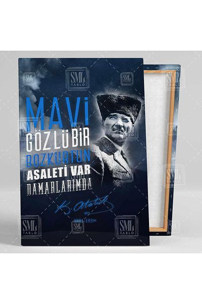 SML TABLO Κάθετη ζωγραφική σε καμβά Mustafa Kemal Atatürk Noble of the Blue-Eyed Wolf
