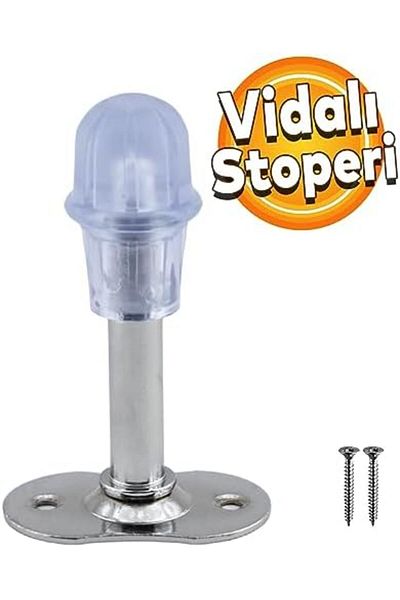STOREMAX Rom Door Stopper Buffer Chrome 8 cm Metal Door Stopper Holder Door Stop Silicone Romshp 106732