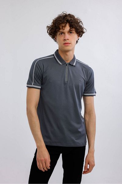 Decas INVICTUS Polo Neck Βαμβακερό T-Shirt - Καπνιστό