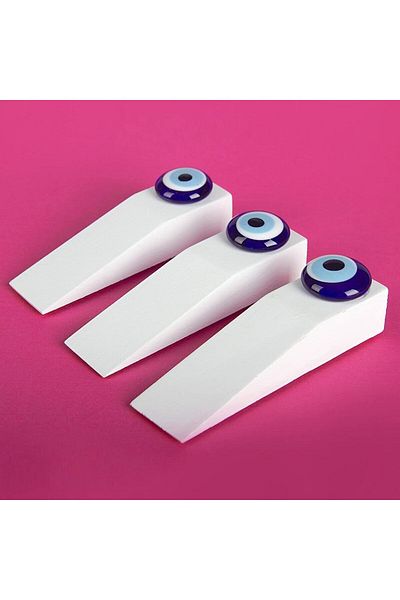 STOREMAX Ezg 3 Pieces White Wooden Evil Eye Beaded Door Stopper Ezsnshop 1065757
