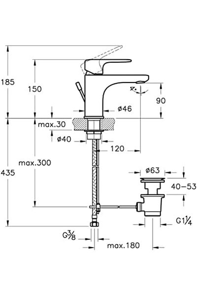 LUXE Root Round A42722 Sink Mixer with Pop-Up, Chrome Lxshp 1055529